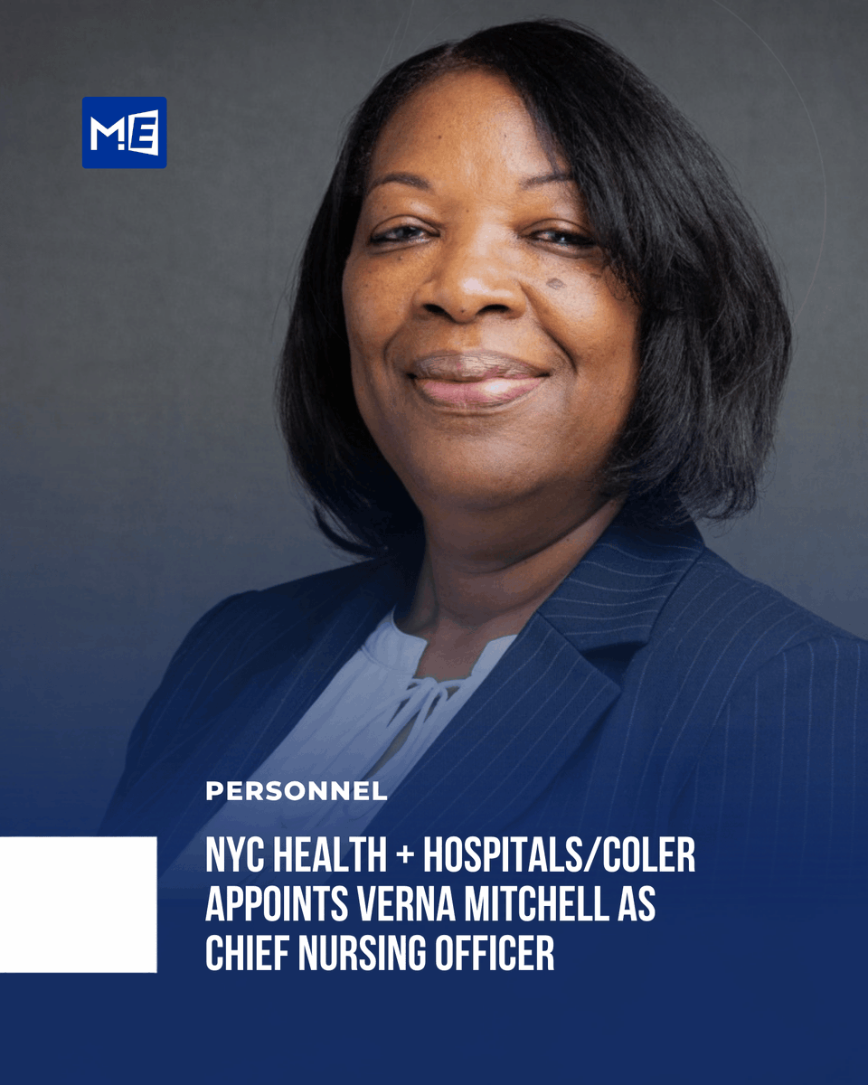 MedEdgeMEA's tweet photo. @NYCHealthSystem has appointed Verna Mitchell, BSN, RN, as Chief Nursing Officer, overseeing more than 450 nursing professionals.
#NYCHealthHospitals #VernaMitchell #NursingLeadership #PatientSafety #MedEdgeMEA https://t.co/bluTm4an0j