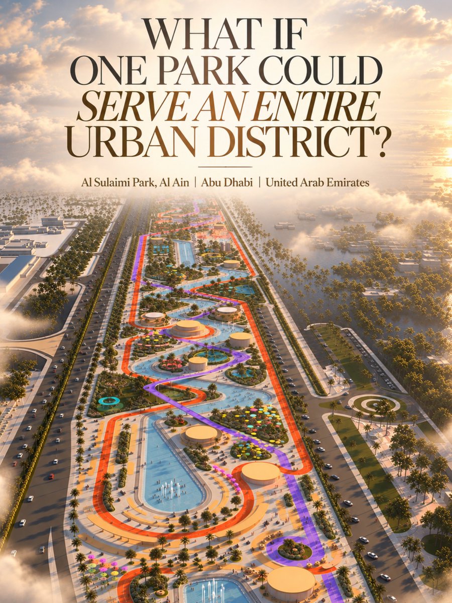 100architects's tweet photo. One park, five zones, countless reasons to stay. Our Al Sulaimi Park design connects play, sport, culture and family life in Al Ain.
#UrbanDesign #LandscapeArchitecture #PublicSpace #AlAin #ParkDesign https://t.co/pcEKpbaxLx