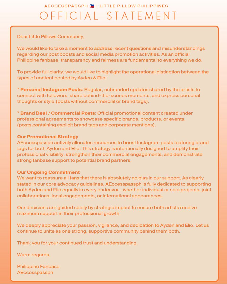aeccesspassph's tweet photo. Official Statement

​Date: October 21, 2026
From: AEccesspassph Admin Team
Subject: Clarification Regarding Social Media Post Promotions. 

#aylio | #政瞳 #aydensng | #孙政 #lyusitong | #吕思瞳 https://t.co/9WWF3aSKNn