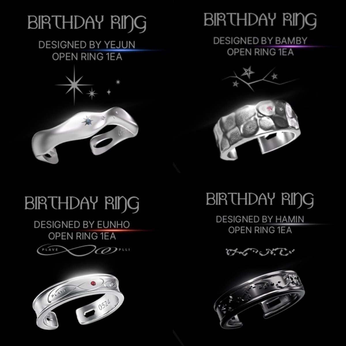 hamin_xoxo's tweet photo. 💙💓❤🖤 
플레이브 BIRTHDAY RING . zip
예준 / 밤비 / 은호 / 하민 링

모아보니까 
하민이 링만 톤이 어두운거 몽가 느좋 https://t.co/ceW7P3imBc