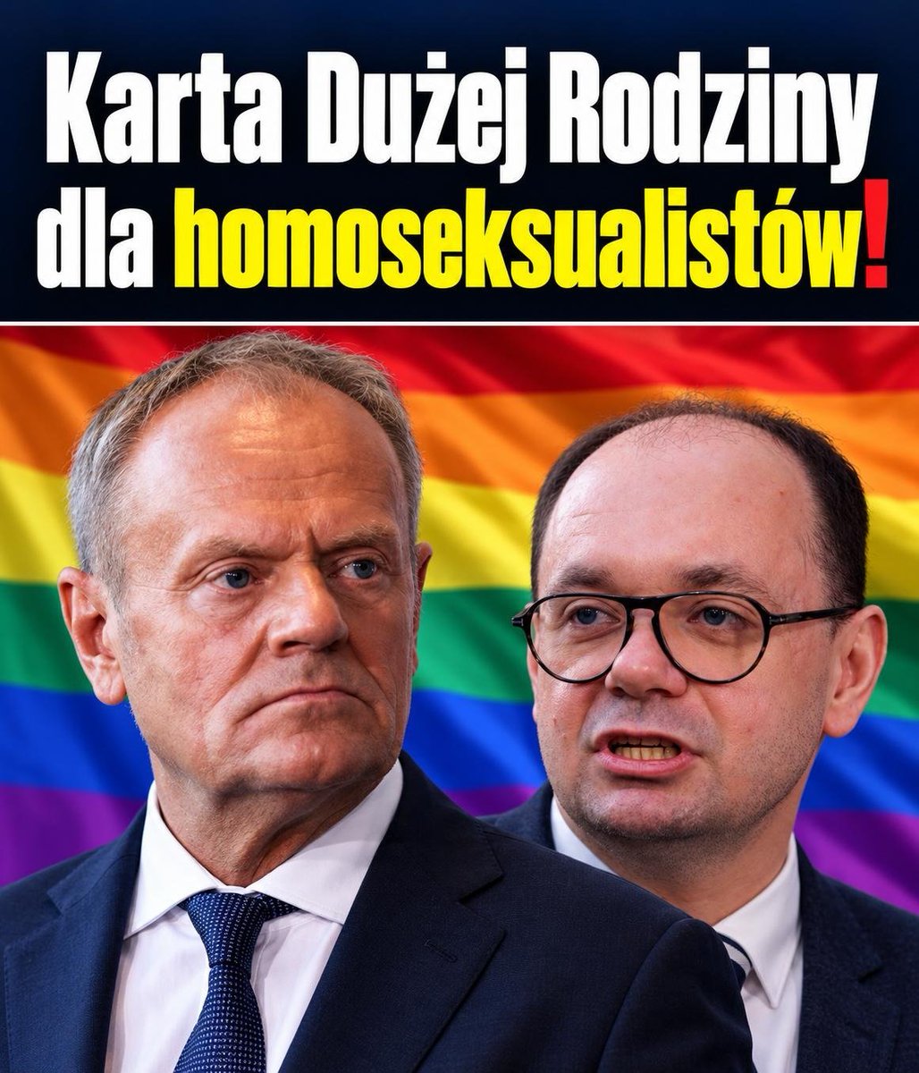PUsiadek's tweet photo. Karta Dużej Rodziny dla homoseksualistów❗

Rząd chce wymusić na wojewodach, aby pary homoseksualne otrzymywały Kartę Dużej Rodziny. 

Wiceminister rodziny, pracy i polityki społecznej Sebastian Gajewski z Lewicy zapowiedział nowe wytyczne (znów bez ustawy i z pogwałceniem konstytucji). Kolejne pomysły rządu powstają w oparach absurdu.

Obecnie Karta Dużej Rodziny przysługuje rodzinom wychowującym co najmniej troje dzieci. Daje zniżki na bilety kolejowe, wstęp do parków narodowych, kin i teatrów oraz wiele innych ulg.

Program powstał z myślą o polskiej demografii. Miał wspierać dzietność.

Teraz ma to być dodatkowy benefit dla ludzi, którzy nie mogą mieć biologicznie. Rząd premiować będzie więc sytuacje patologiczne, takie jak surogacja, adopcja dzieci przez homosekualistów czy rozbijanie rodzin.
 
Mamy już uznawanie przez rząd związków quasi-małżeńskich zawartych za granicą. Mamy zasiłki z ZUS dla homoseksualistów. Rząd zapewnia, że nawet skorzystać ze wspólnego rozliczenia podatku PIT.

Pełen pakiet przywilejów, które do tej pory przysługiwały tylko małżeństwom i miały służyć wzmacnianiu dzietności i zakładaniu rodzin.

Pragnę przypomnieć, że wytyczne ministra nie zmieniają Konstytucji. Wszystkie te dziwne urojenia ustaną, gdy siepacze praworządności stracą władzę.