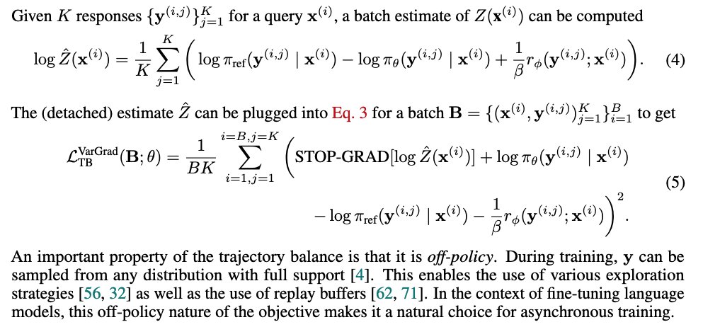 bartoldson's tweet photo. @joeyxhong @saurabh_shah2 @ar0cket1 @parth_29 Thank you! TBA is a regression objective too: the following is the loss behind the TBA grad above (16), and with π_ref = μ it's L_CORO, afaict. I think the squared log-ratio penalty is in both, and its gradient is the β(log Λ − mean log Λ) term in 16. https://t.co/mVBNAHsF7B