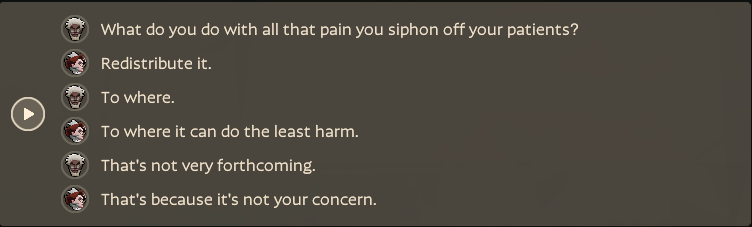 halfheldsky's tweet photo. I think the big implication is that the pain she takes away from patients, she directly redistributes to herself https://t.co/qbTFHJK7Ag