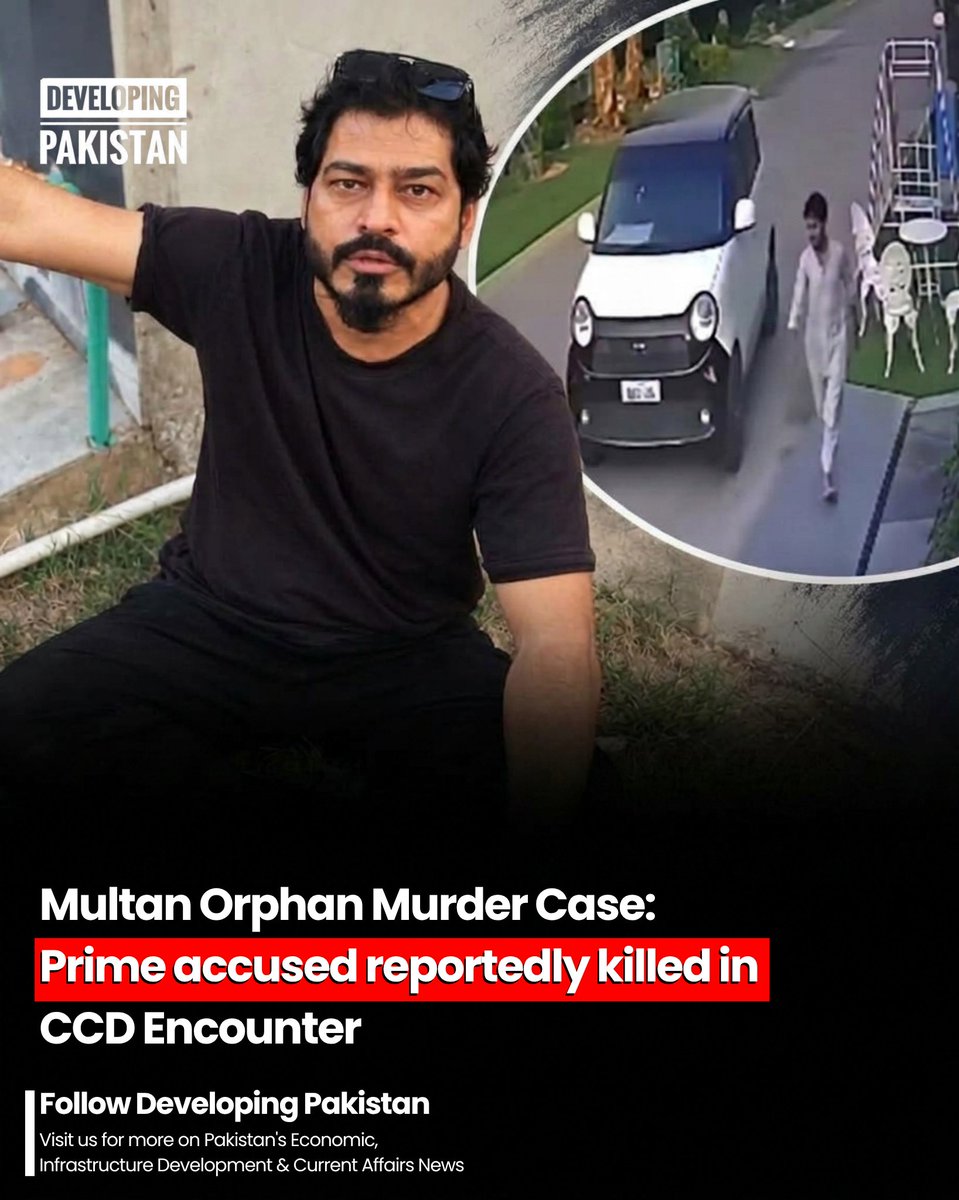 developingpak's tweet photo. Tauqeer Nazir, the prime suspect in the murder of 15-year-old orphan Waseem Abbas, has died in an encounter with #Punjab’s Crime Control Department (#CCD) near #Bahawalpur.

According to police, Nazir—who had recently escaped custody while on remand—was fatally shot by an fleeing accomplice during a shootout after refusing to stop at a checkpoint.

The investigation remains ongoing regarding both the shooting incident and how Nazir managed to flee police custody. Waseem Abbas was killed after being run over by a vehicle in Multan's Royal Orchard housing society.