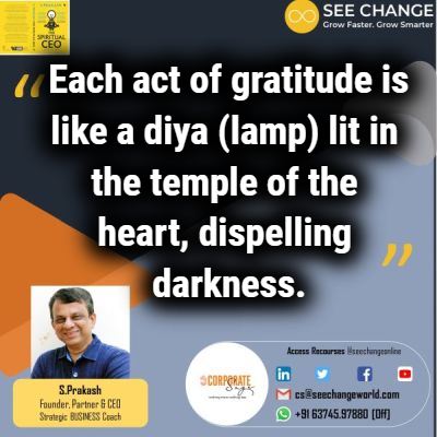 CorpSagePrakash's tweet photo. Each act of gratitude is like a diya (lamp) lit in the temple of the heart, dispelling darkness. CS

நன்றியுணர்வில் செய்யப்படும் ஒவ்வொரு செயலும் இதயக் கோயிலின்  இருளைப் போக்குகின்ற ஒரு விளக்கைப் போன்றது. CS https://t.co/d6XGxRoJNa