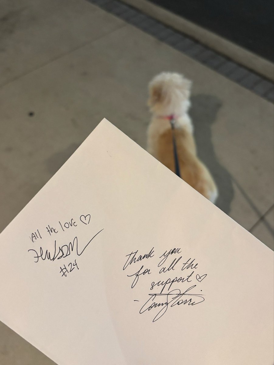 whatisthatwhati's tweet photo. So lucky today! Mocha and I unexpectedly to meet them!They were so kind! It was a private outing, so no photos,but I got their autographs! 💕Feel free to repost, but please don’t repost as your own. Thanks for respecting my post! ❤️  #HeatedRivalry #ConnorStorrie #HudsonWilliams https://t.co/Fsmf57wNCw