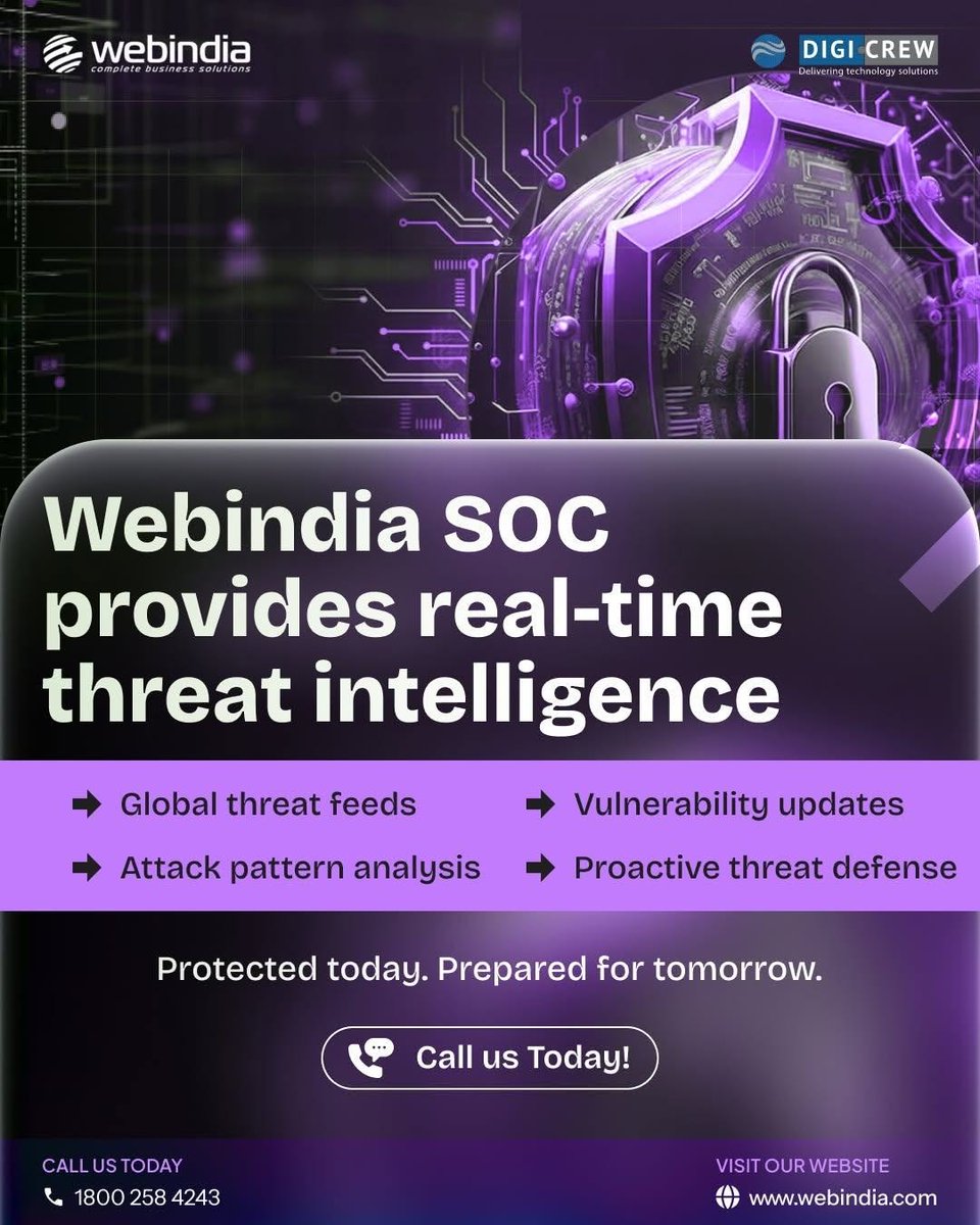 webindiaservice's tweet photo. Cyber threats evolve every second. Our SOC monitors global feeds, tracks vulnerabilities, and neutralizes attacks before they impact you. Protect your business.
Contact us now.
#securitysolutions #socasaservice #SOCServices #webindia #digicrew https://t.co/eL5mvxx3JH