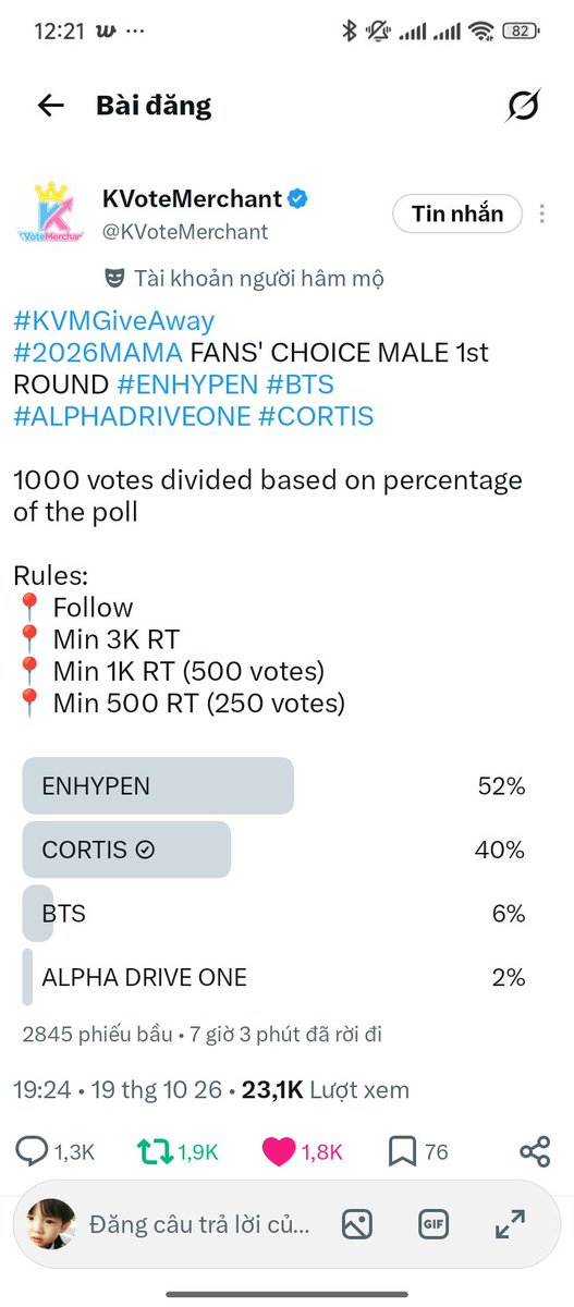 KimChuHn2bfm's tweet photo. @KVoteMerchant I vote for #CORTIS #20206MAMAVOTE https://t.co/2wRnThBMSY
