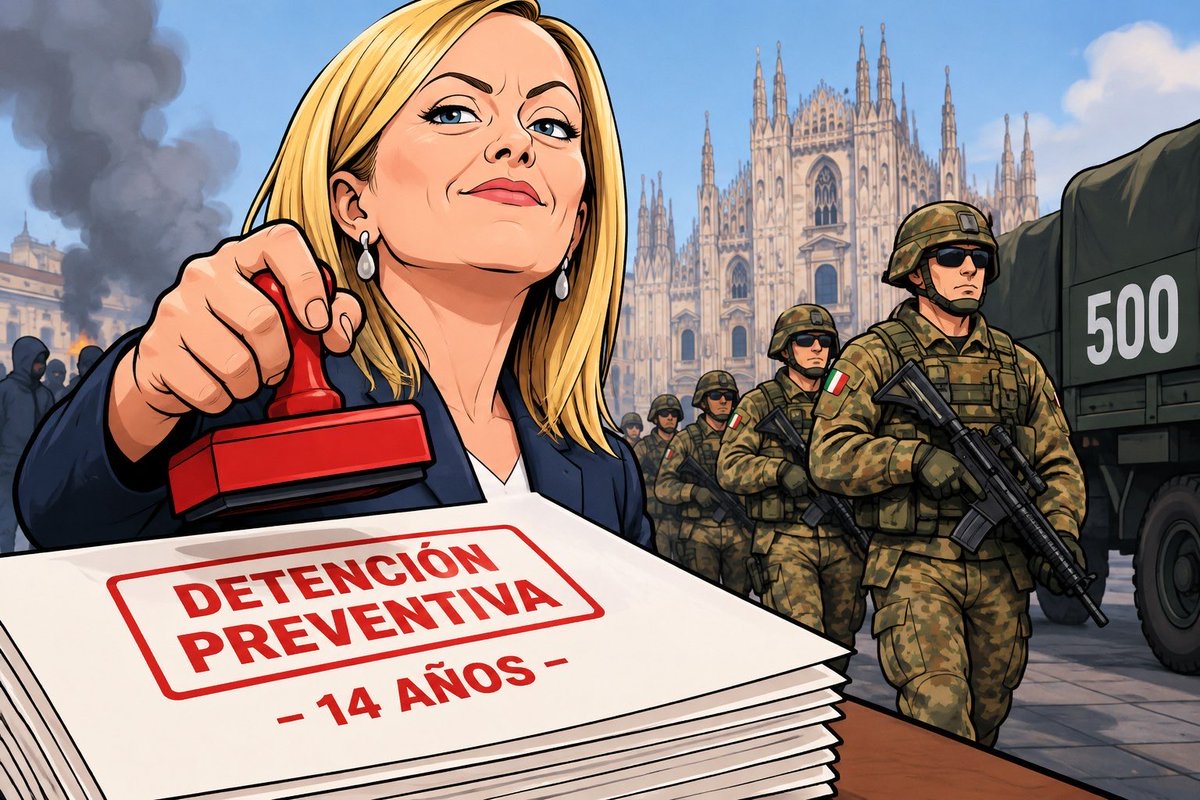 TTiTTulares's tweet photo. Italia aprueba medidas que amplían la detención preventiva de menores y la imputabilidad desde los 14 años tras los disturbios de Milán; desplegará 500 militares.
#GiorgiaMeloni #Milán
🌶️ El decreto llegó con refuerzo incluido. https://t.co/RBGF8CEUlb