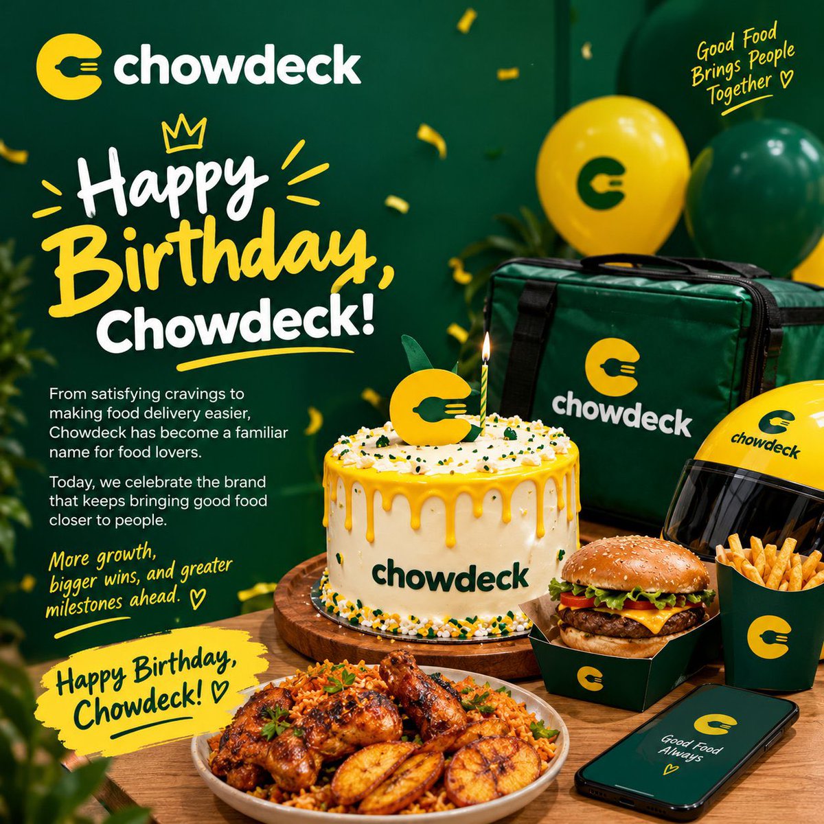 Exceluz17's tweet photo. Happy 5th birthday 🎊 @chowdeck @LordBinary_ https://t.co/yVzxynKm9Z