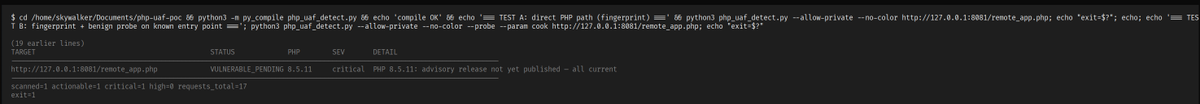 Debug_sec's tweet photo. i just built a python that can help anyone test on domains to see if there are vulnerable to this php vuln and so far, i got one target vulnerable to it, i just had to test for just few domains, all for educational purposes. https://t.co/MUrUvUwXpr