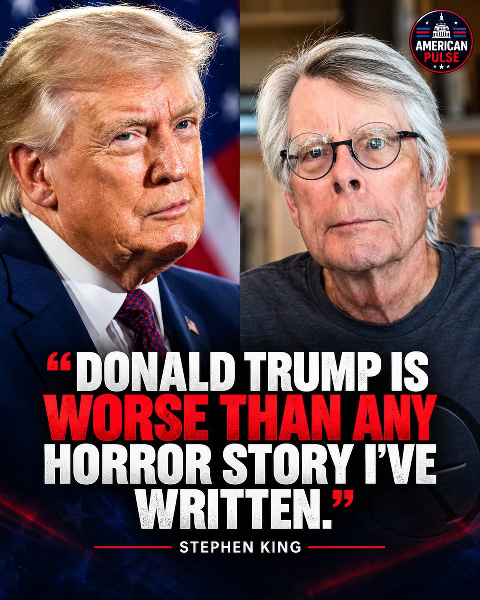 Wondersofworld0's tweet photo. 🇺🇸 The legendary horror author says Trump is worse than any horror story he has written. 😳

Do you agree with Stephen King?

A️⃣ Yes, absolutely 👍

B️⃣ No, I disagree 👎 https://t.co/iQHrQKs0b6