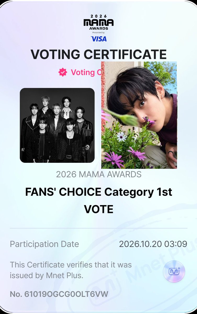 Cyndi71283769's tweet photo. Today's vote is for #BTS on #2026MAMAVOTE https://t.co/7ldCUQyfTL