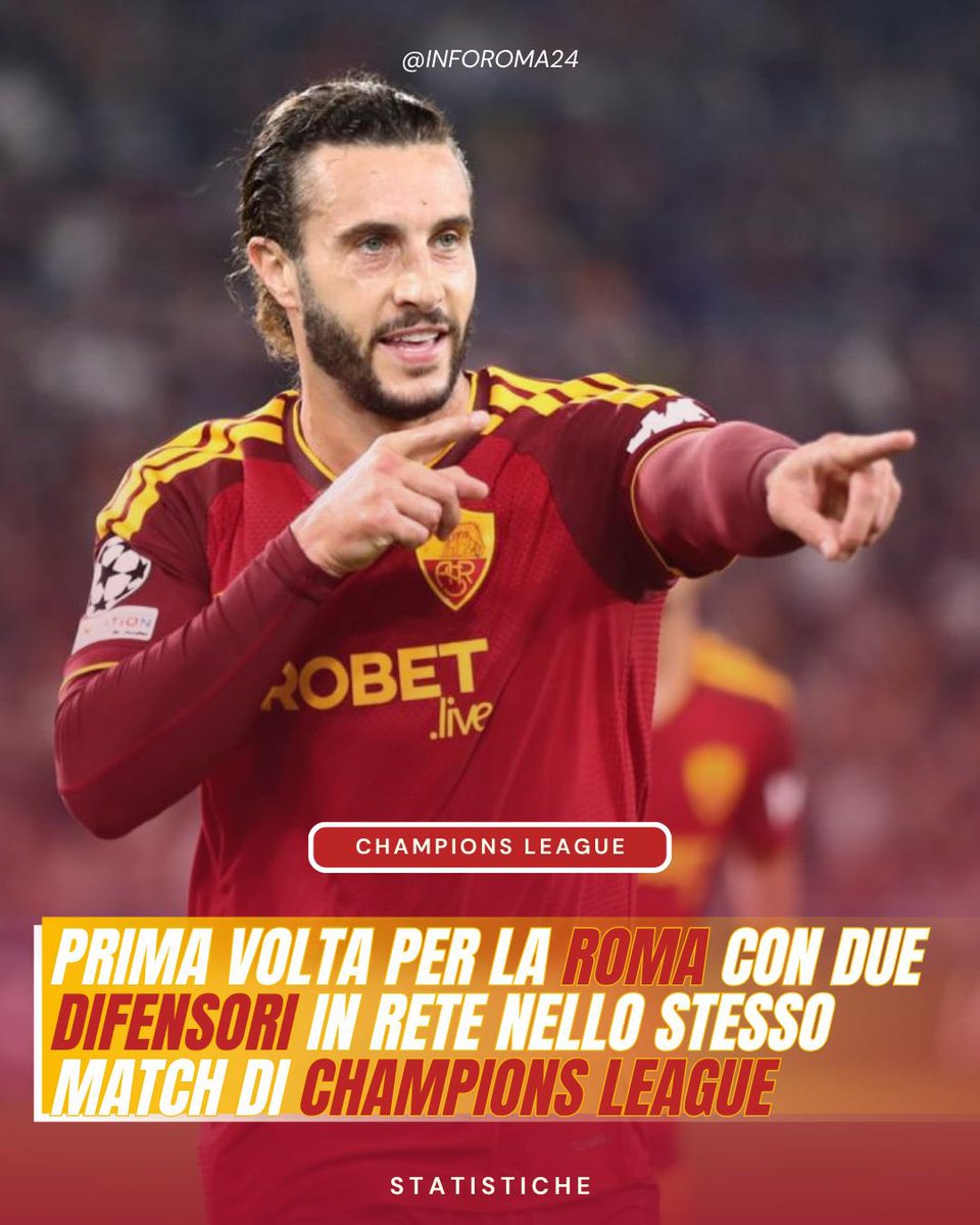inforoma24's tweet photo. 🟡🔴 Per la prima volta nella sua storia l’#ASRoma ha segnato con due difensori differenti in un match di #UCL.

⚽️ Nel primo tempo della sfida #RomaSlovan hanno segnato al 21’ #Hermoso e al 39’ #Molina. 

📲: @OptaPaolo 

📃 Leggi i dettagli su https://t.co/IFea16Jlf6 https://t.co/AATsZVLgd6