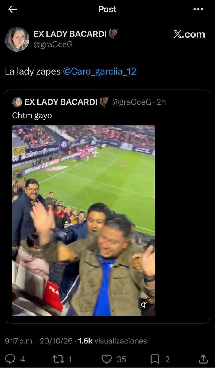 parrismo8's tweet photo. Primer acto: La pendeja de @graCceG pone un tweet de que le da miedo ir al clásico por el conflicto de 2019
Segundo acto: Sube un video de como su amiga @Caro_garciia_12 agrede a una persona que por obvias razones no puede contestarle la agresión
Como se llamó la obra? https://t.co/LyWvNeouZB