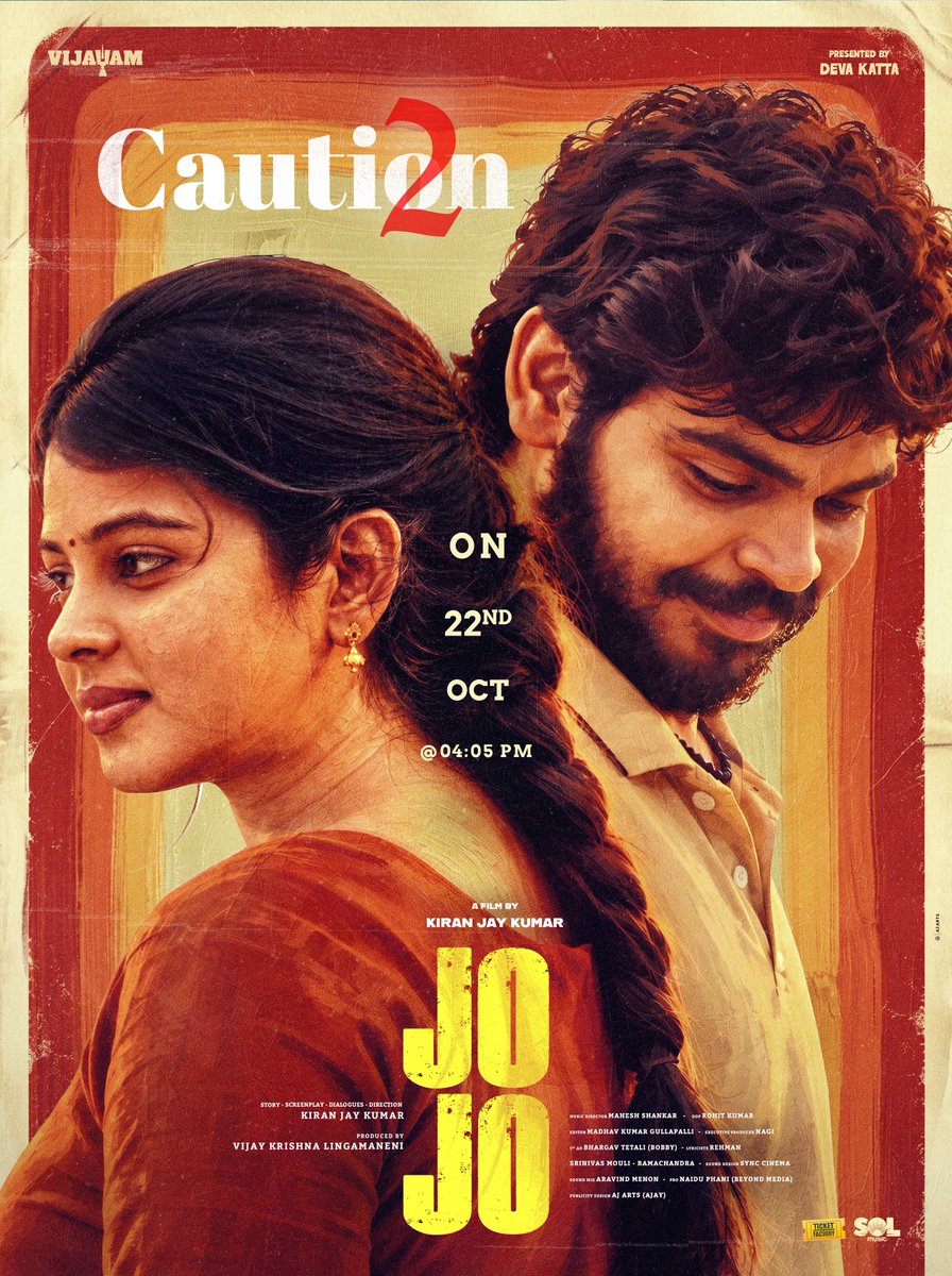 SolMusicTelugu's tweet photo. You survived the first warning... but can you handle the second? 👀🔥

Brace yourselves, because #JoJoCaution 2 drops TOMORROW at 4:05 PM. Set those alarms! ⏰

#JoJo #KrishnaKamal #MaahiSri @ursleokiran @devakatta
@rohit_sai1 @maheshshankars @VijayKrishnaLin @gullapallikumar https://t.co/5Ep5D4Zc0k