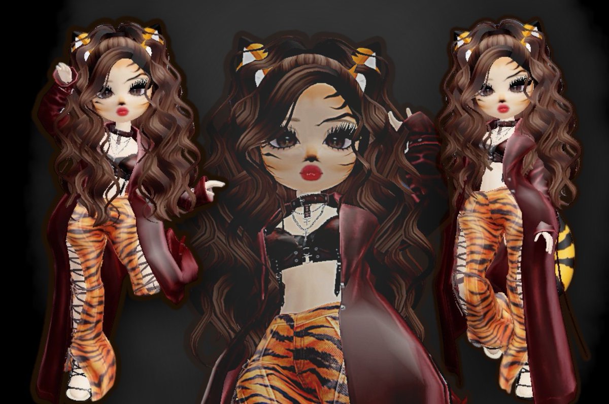 blesscrys's tweet photo. Rawr! 🐯 
@teressawestood  
Curly Long Messy Ponytail

@KidsOnPluto  
Leather Trench Coat 
Biker Harness

@AprelleDesigns  
Y2K Laced Up Jeans Tiger 

@srmyeon 
Hazel Doll Head

Tiger Face Makeup  FACIN 

EF300C #RobloxHalloween #RobloxFashion #Roblox https://t.co/QwcYlNgfGe