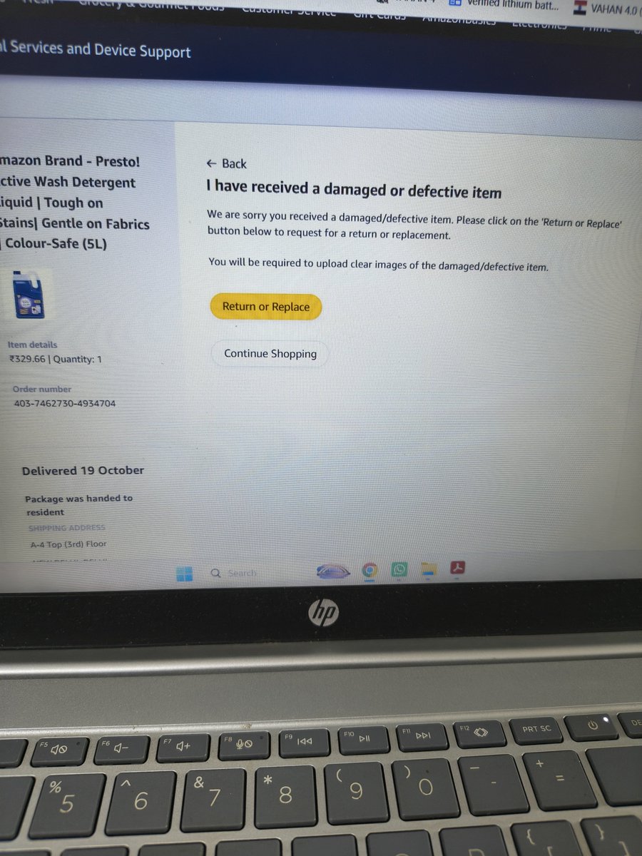 lazee_koala's tweet photo. @amazon @amazonIN @AmazonHelp Received damaged #product which was spilled. Your #website one one side asking to submit #photos of #damaged/ #defective #item and placing #return/ #replace #request & on the other informs that it is non refundable. What a #customer experience! https://t.co/mOe9PsAMXE
