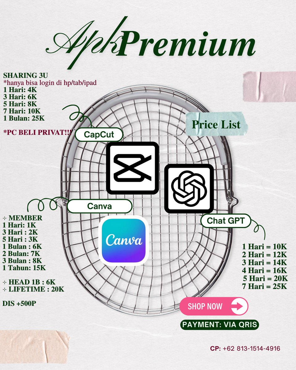 heylialiaaa's tweet photo. @enasihaechan Buat kamu yg masih sekolah atau kuliah, yuk bikin urusan tugas jadi lebih praktis dgn aplikasi premium!!! 🫶🏻✨

CP: https://t.co/M8dQZmrNsk
Pembayaran: QRIS https://t.co/1pAodeQ8AA