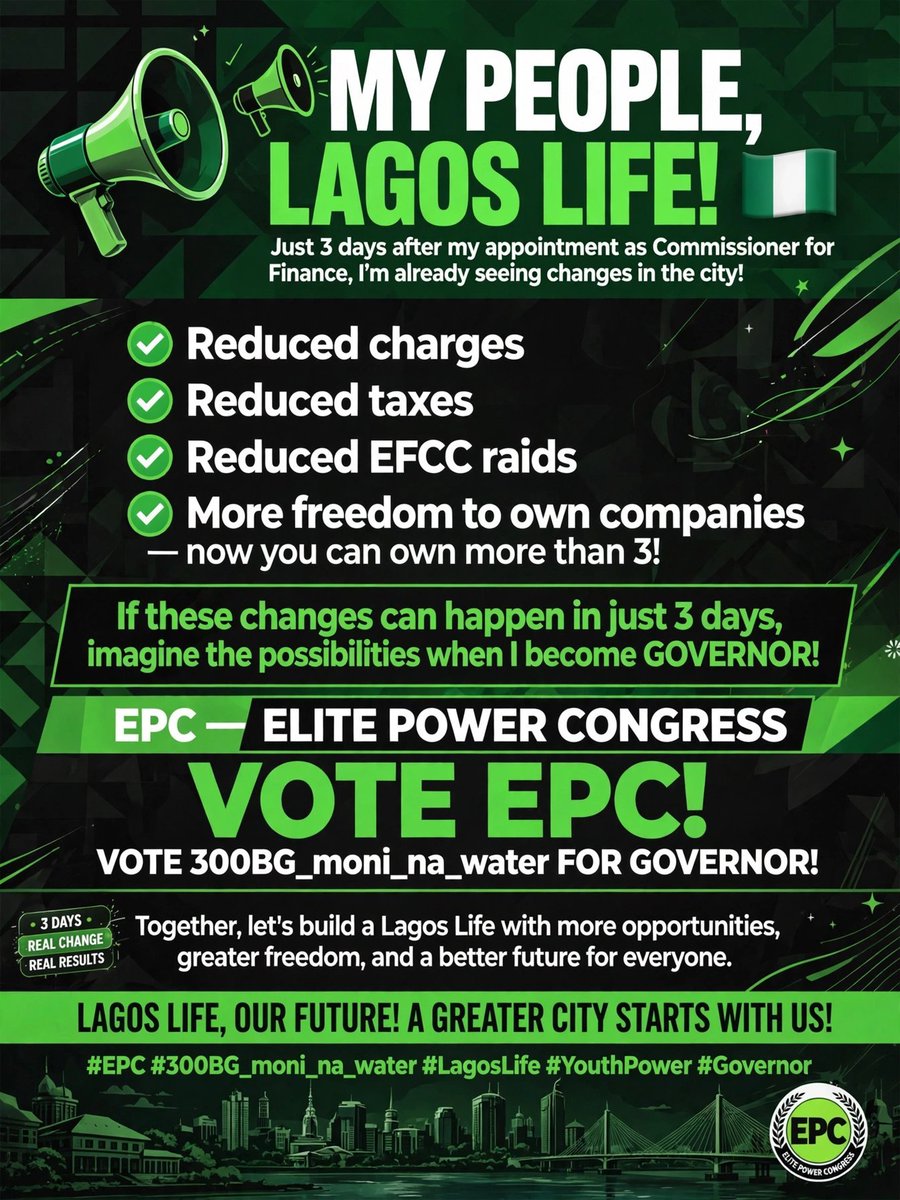 brightmbata84's tweet photo. Vote 300BG_moni_na_water as the next Lagos life Governor he was appointed as the minister of finance 3 days ago by the present governor and after 3 days in office the inflation has dropped drastically so ask yourself this question why won't I vote him as the next governor https://t.co/Ak0Nt8IjKU