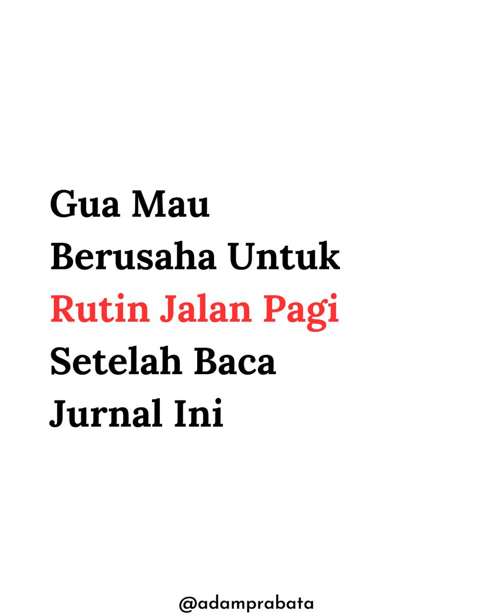 AdamPrabata's tweet photo. Gua Mau Berusaha Untuk Rutin Jalan Pagi Setelah Baca Jurnal Ini

Gua menemukan penelitian yang menarik, skala kecil, tapi hasilnya keren.

Penelitian ini hanya melibatkan 30 orang dewasa yang diminta jalan pagi 1 jam, rutin, selama 32 minggu.

Penelitian ini menunjukkan bahwa setelah rutin jalan pagi, mereka menunjukkan:
-Lingkar pinggang mengecil
-Indeks massa tubuh turun
-Tekanan darah lebih mendekati normal
-Frekuensi nadi istirahat lebih rendah

Rutin jalan pagi itu ternyata bisa buat investasi kesehatan jangka panjang.
Kalau lo lagi nyari kebiasaan sehat yang realistis dan bisa dijalanin bertahun-tahun, mungkin jawabannya bukan olahraga yang ribet atau kompleks, tapi yang bisa lo mulai besok pagi.

Jadi mau mulai jalan pagi?