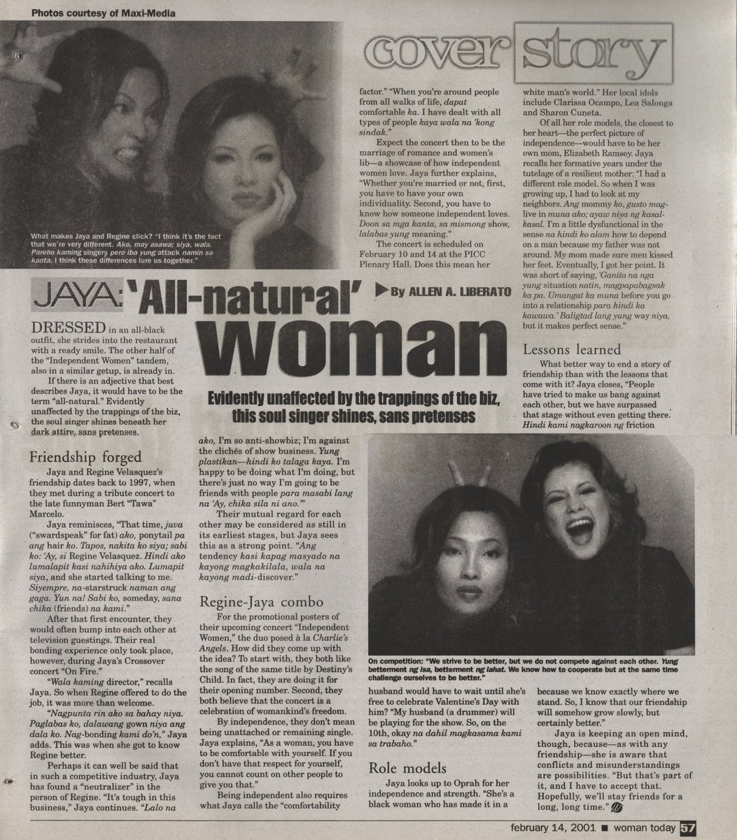 archivegine's tweet photo. Jaya &amp; Regine: Friends Forever
@jayasoul @reginevalcasid

Woman Today
February 14, 2001 https://t.co/nPntHPbki7