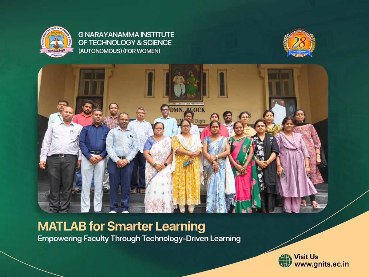 Gnits_Hyd's tweet photo. Advancing Mathematics Education Through Technology!

GNITS organised a faculty development session on MATLAB integration, supported by MathWorks. Over 15 faculty members explored visualisation, interactive problem-solving, and technology-driven teaching methods.

#GNITS #MATLAB https://t.co/UDDshvUcyK