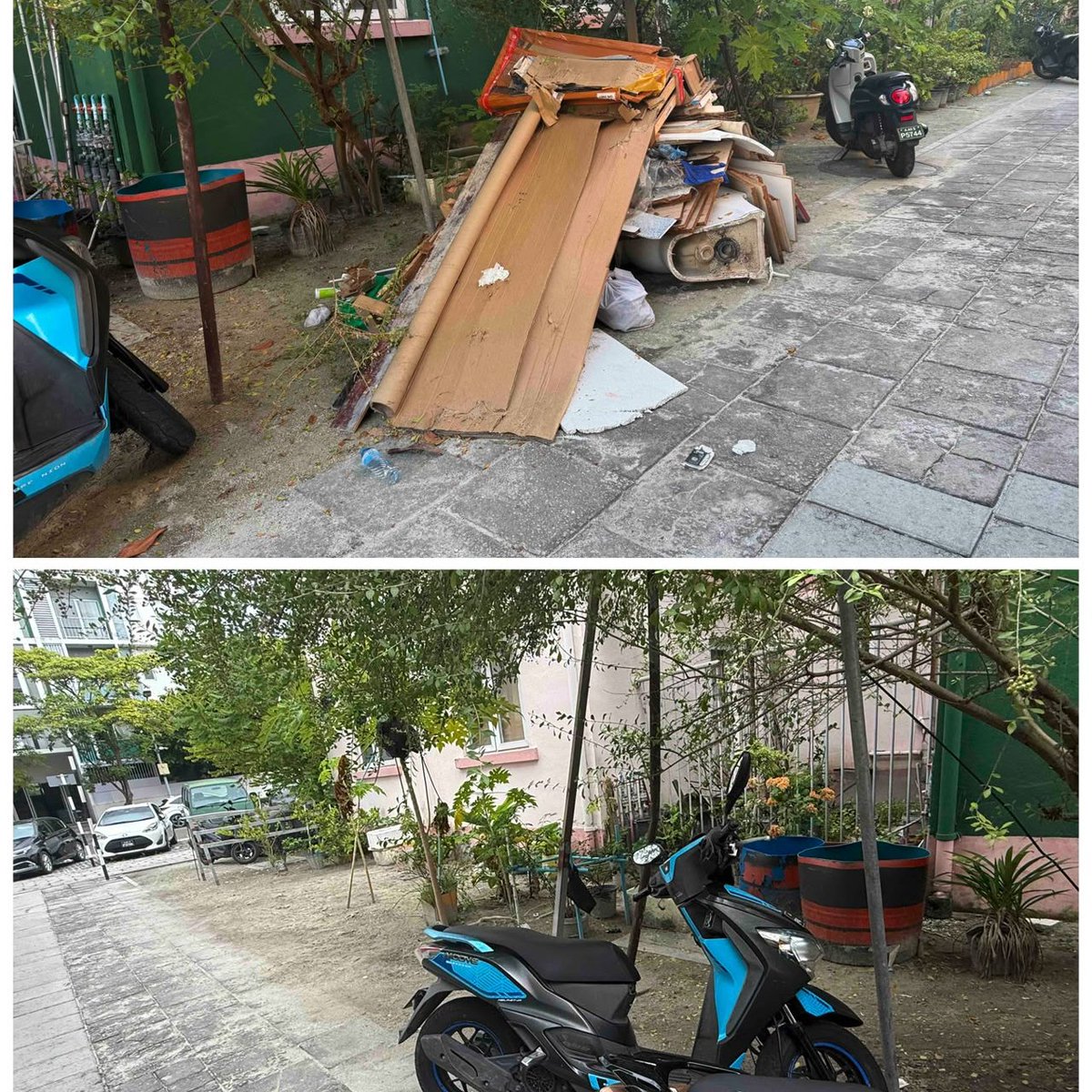 HDCMediamv's tweet photo. ރަށުތެރެއަށް ކުނިއެޅުން ހުއްޓުވުމަށް ކުރަމުންދާ މަސައްކަތުގެ ތެރެއިން، ހުޅުމާލޭގެ ބައެއް ސަރަހައްދުތަކަށް ކުނިއެޅި ފަރާތްތައް ޒިންމާދާރުކުރުވައި، އެސަރަހައްދުތައް މިހާރު ވަނީ ސާފުކުރެވިފައި.
#މަގޭހުޅުމާލެ https://t.co/6yTAXzq9OZ
