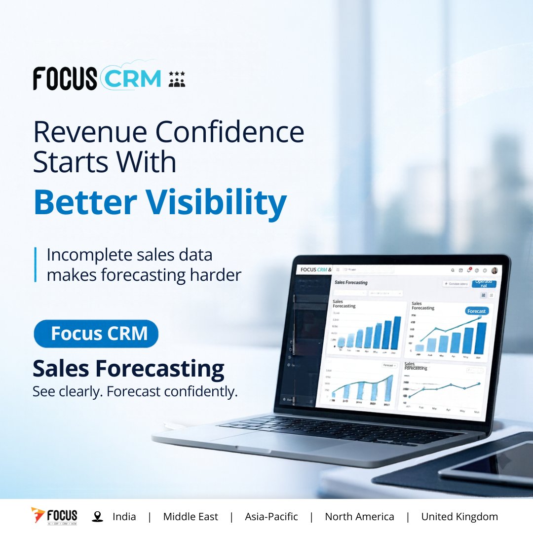 focussoftnet's tweet photo. Sales forecasts become difficult when teams don't have a clear view of their current deals.

Incomplete or outdated sales information can make it harder to know what revenue is likely to come in and where attention is needed.

With Focus CRM Sales Forecasting, teams can get better visibility into their sales pipeline, understand deal progress, and make more confident revenue forecasts.

Better visibility helps businesses plan ahead with greater confidence.
 
Learn More: https://t.co/kdUy9xEnDF 
 
#FocusSoftnet #FocusCRM #SalesForecasting #CRM #software #MakeInIndia #swadeshi #🇮🇳