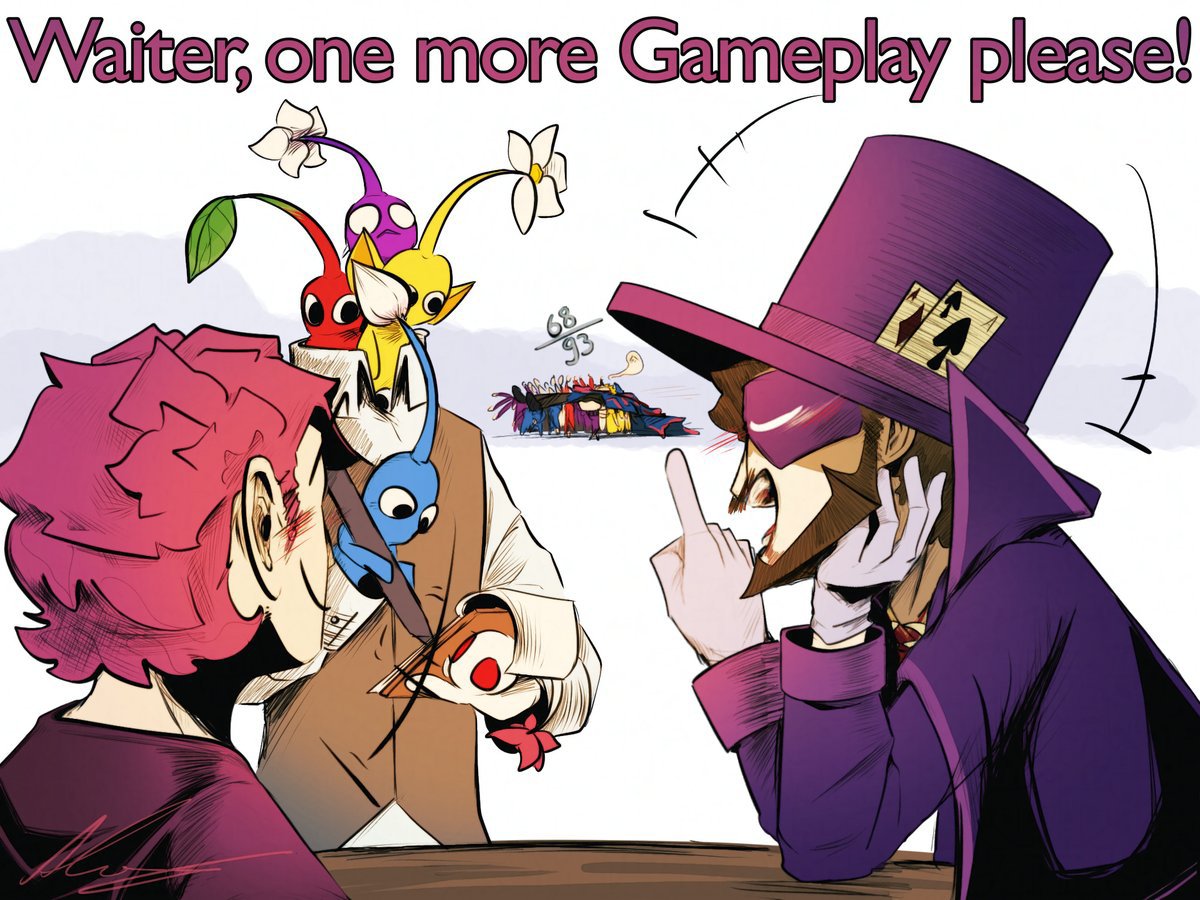 Swaps_Saska's tweet photo. From the Pikmin co-op. Not Brent being kidnapped in the background.

#art #fanart #partycrashers #partycrashersfanart #kingofskill #sophist #vernias https://t.co/8vwyeRZca2