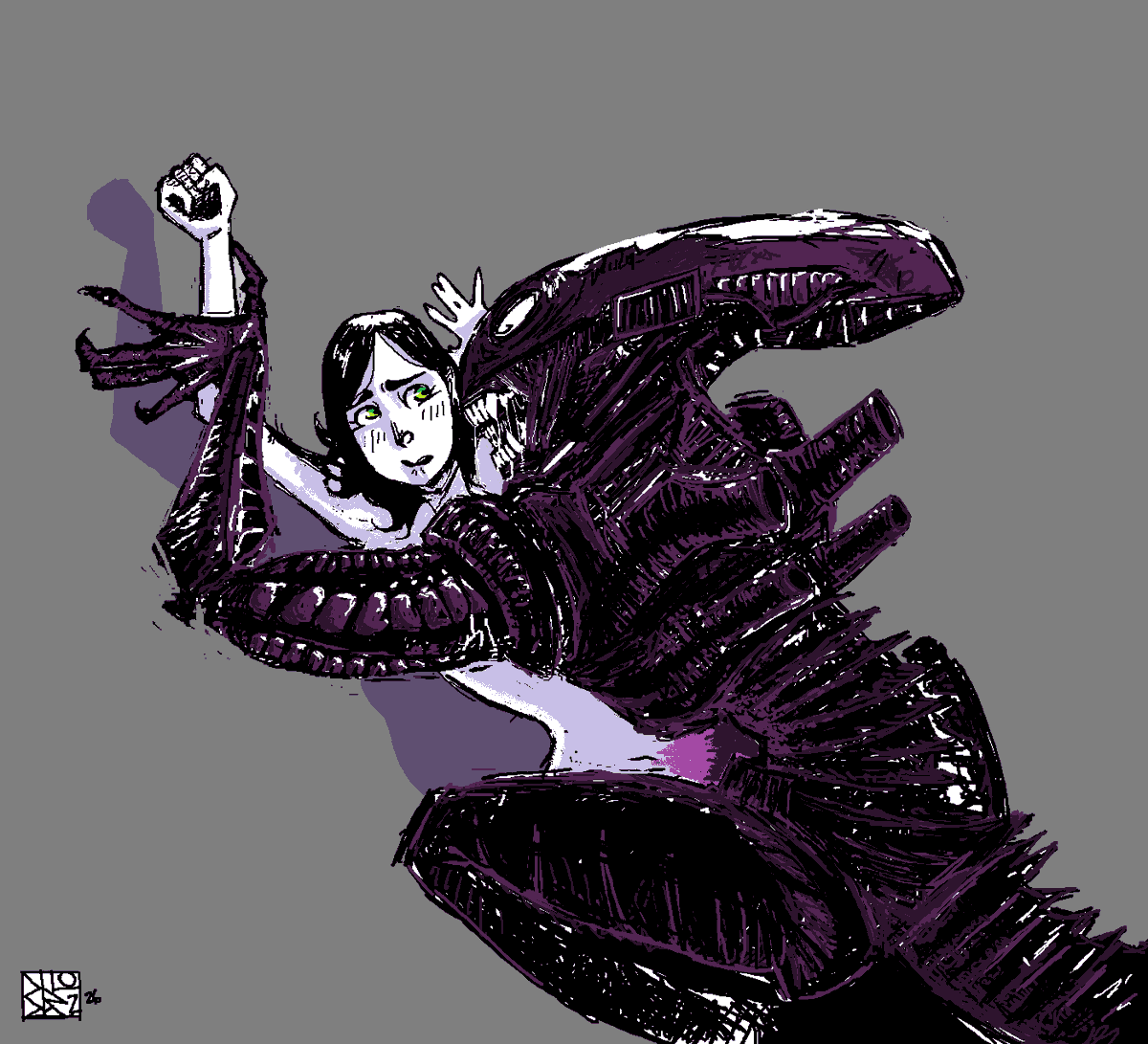 Blanks_o2's tweet photo. Kinktober 18 - Overpowered
Hey we got another xenomorph in there 
kinktober prompts by @yeougui https://t.co/5OIgSEDAos