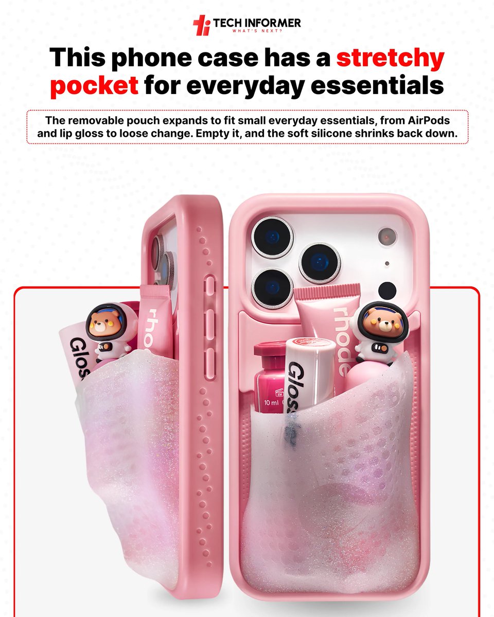 Tech_Informer_'s tweet photo. Los Angeles-based Ninja Labs’ Flex Pouch Case combines phone protection with an expandable pocket for cards, cash, AirPods, lip gloss, keys and other small essentials. It’s priced at ₹7,500 in India. https://t.co/2vVPTuhWUj
