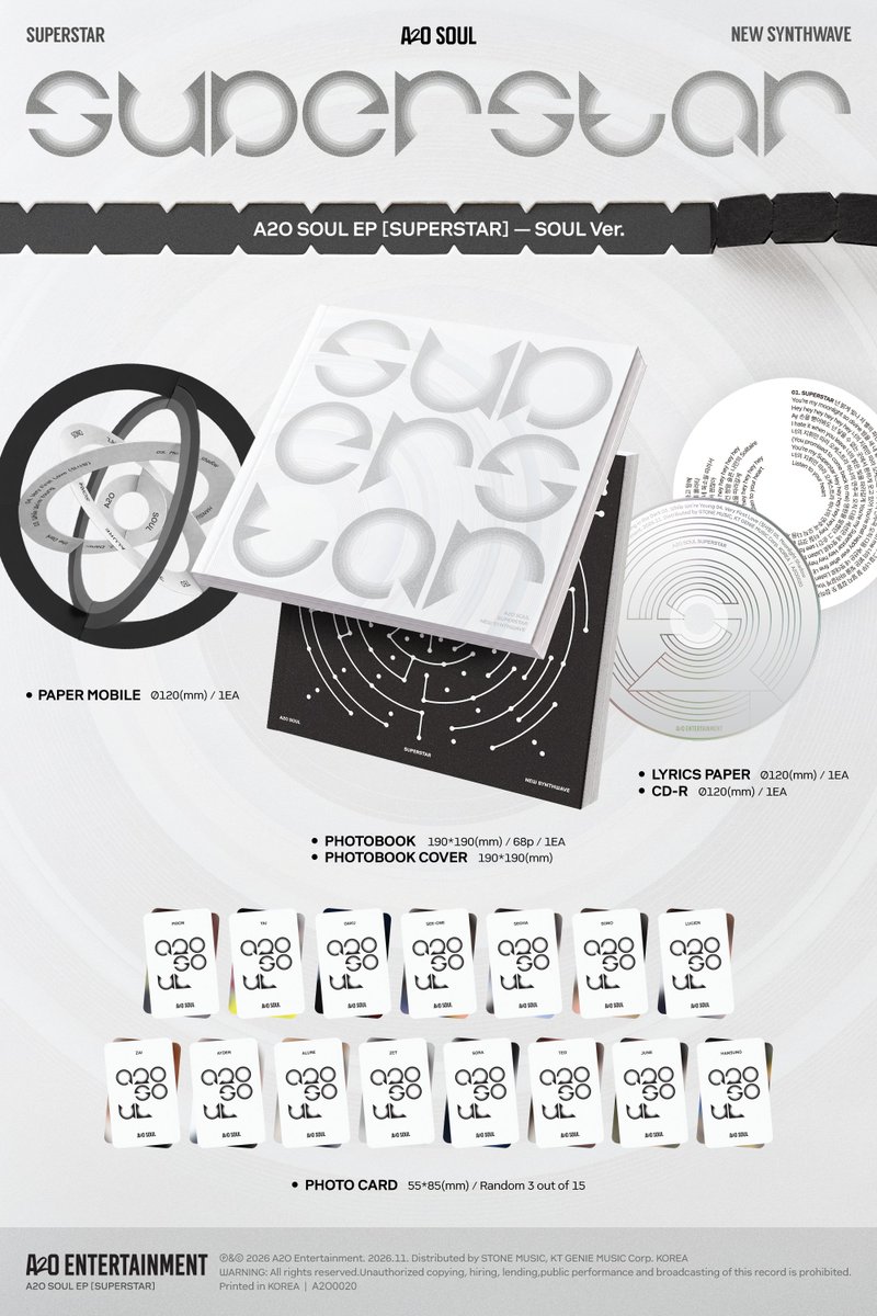 A2O_SOUL's tweet photo. A2O SOUL EP [SUPERSTAR]
➫ 2026.11.09 6PM (KST)

🔗 https://t.co/K3lfyXfKBq

💿 PRE-ORDER
2026.10.21 3PM ~ 11.08 23:59PM (KST)
https://t.co/WBFyxtyz7j

#A2O #A2OSOUL
#SUPERSTAR #ZalphaPop https://t.co/QJqyOsFUjH