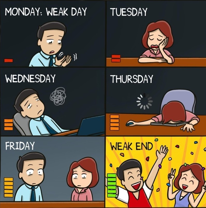 SalamiCarrion's tweet photo. At week’s end 
#worklife #weekendvibes #relatablememes #meirl https://t.co/9D8HtFeCgO