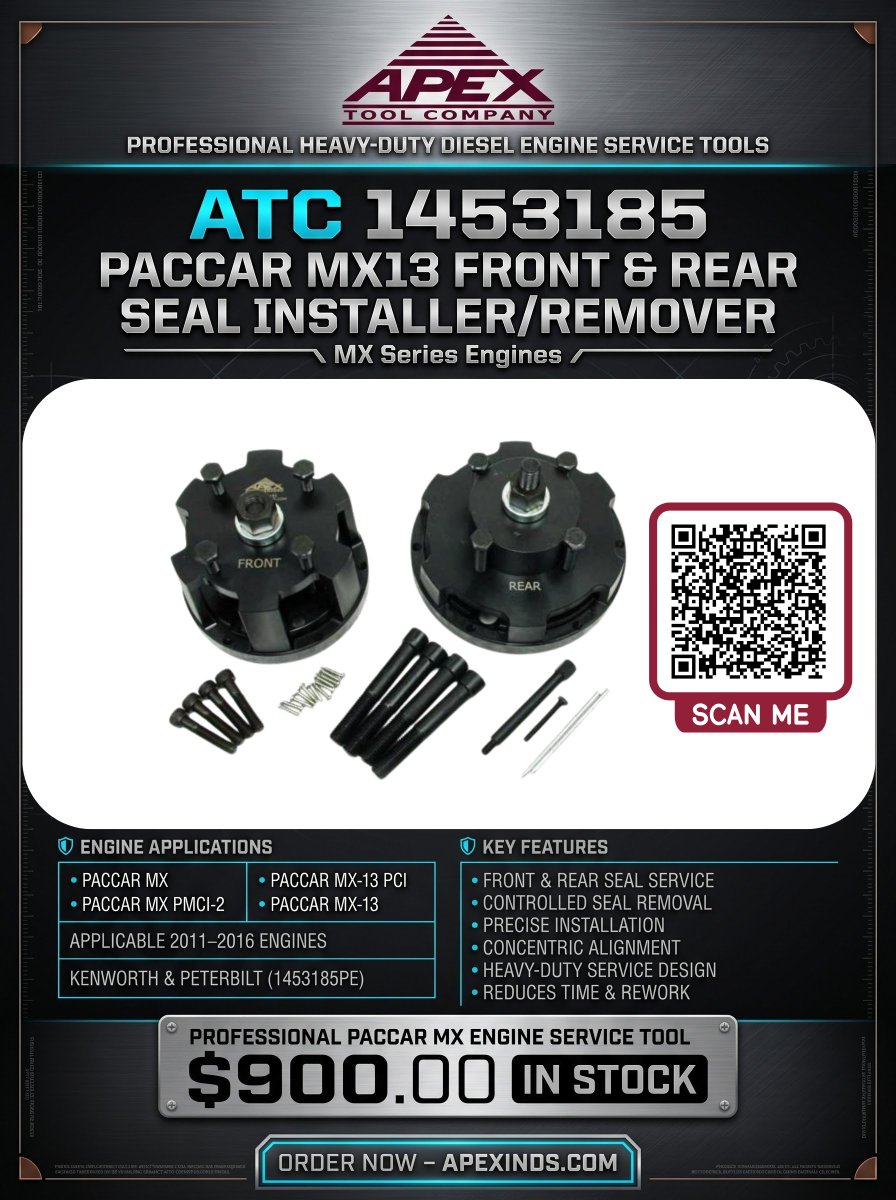 apextools's tweet photo. Why risk oil-soaked clutches or leaking front timing covers on PACCAR MX engines? 💸 Extract and press front/rear seals with hand-gauge precision using the ATC 1453185 master kit. 🛒 https://t.co/NM1dy6ueVV #HeavyTrucks #EngineRebuild https://t.co/otxuf2DWpA