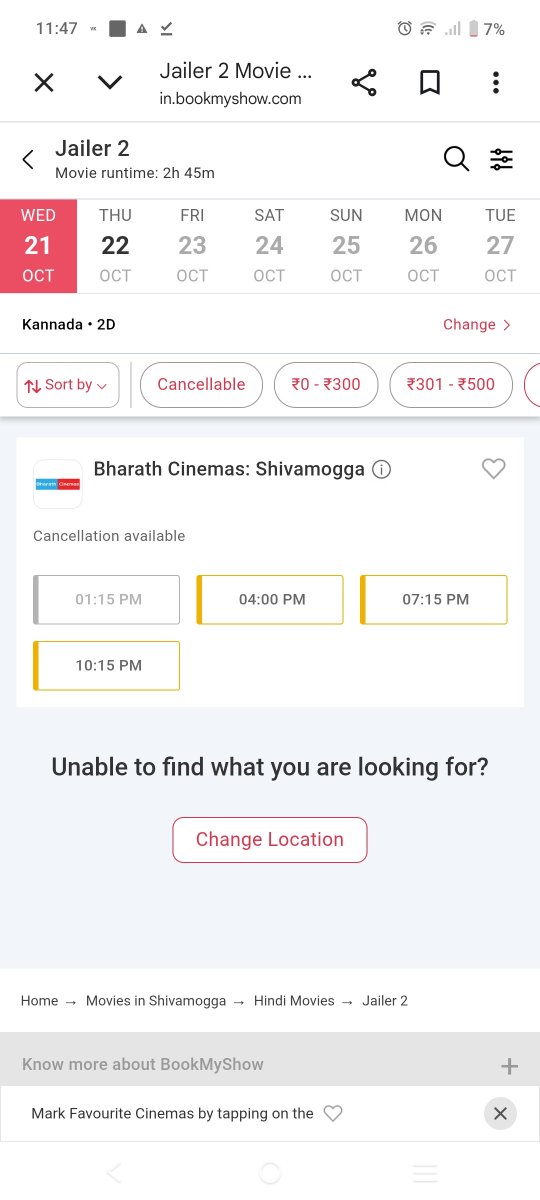 CultAdi's tweet photo. #Jailer2 #KannadaDub version today booking 

Why in Bengaluru multiplex not giving shows to kannada version Even after going continue housefull sad state of Kannada language in multiplexe 🥲
@films_kumar @ganeshchetan 

Every other state languages are imposing on 
Kannadigas🤦 https://t.co/lIYGYJRwmL