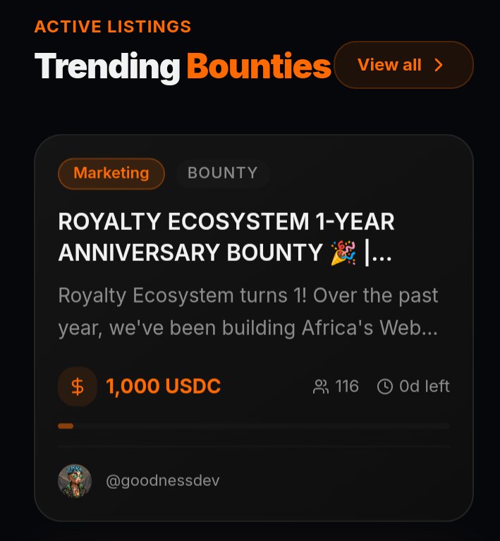 RoyaltiesEarn's tweet photo. 𝗧𝗛𝗥𝗘𝗔𝗗 𝗖𝗢𝗡𝗧𝗘𝗦𝗧 𝗨𝗣𝗗𝗔𝗧𝗘 🔹

Royalty ecosystem 1-year anniversary bounty

                𝗧𝗛𝗘 𝗥𝗘𝗦𝗣𝗢𝗡𝗦𝗘 🔸

→ 116 participants showed up

→ $1,000 prize pool, 20 winners

→ The quality of submissions was top tier

→ The team has reviewed every single entry

                   𝗧𝗛𝗘 𝗣𝗥𝗢𝗕𝗟𝗘𝗠 🔸

→ Eligibility required holding 1 Royal NFT (Royalty Ecosystem Confraternity: One Year Anniversary)

→ A lot of strong performers did not mint

→ Some of the best entries are sitting on the wrong side of the rules and announcing winners on performance alone would mean announcing people who are not eligible. 

that's not fair to you, and it's not how we run things.

          𝗪𝗛𝗔𝗧 𝗪𝗜𝗟𝗟 𝗛𝗔𝗣𝗣𝗘𝗡 𝗡𝗘𝗫𝗧 🔸

→ The window is extended so every eligible participant gets their fair share

→ We verify eligibility

→ Once the eligible winners are confirmed holding, we announce

→ Rewards are distributed based on performance

𝗜𝗙 𝗬𝗢𝗨 𝗣𝗔𝗥𝗧𝗜𝗖𝗜𝗣𝗔𝗧𝗘𝗗 𝗔𝗡𝗗 𝗠𝗜𝗡𝗧𝗘𝗗 🔹

→ Screenshot the NFT in your wallet

→ Make sure the wallet address is visible

→ comment it below

→ we verify you

               𝗜𝗙 𝗬𝗢𝗨 𝗗𝗜𝗗𝗡'𝗧 𝗠𝗜𝗡𝗧 𝗬𝗘𝗧 🔸

→ Mint before the deadline: 31st OCTOBER 2026

→ 0.1 SOL

→ Then drop your screenshot below

                   𝗢𝗥𝗜𝗘𝗡𝗧𝗔𝗧𝗜𝗢𝗡 🔹

Performance gets you on the leaderboard but  holding the NFT gets you paid.

 You need both to be eligible:

The work is done, the rest is one mint and one screenshot so we can get everyone paid.