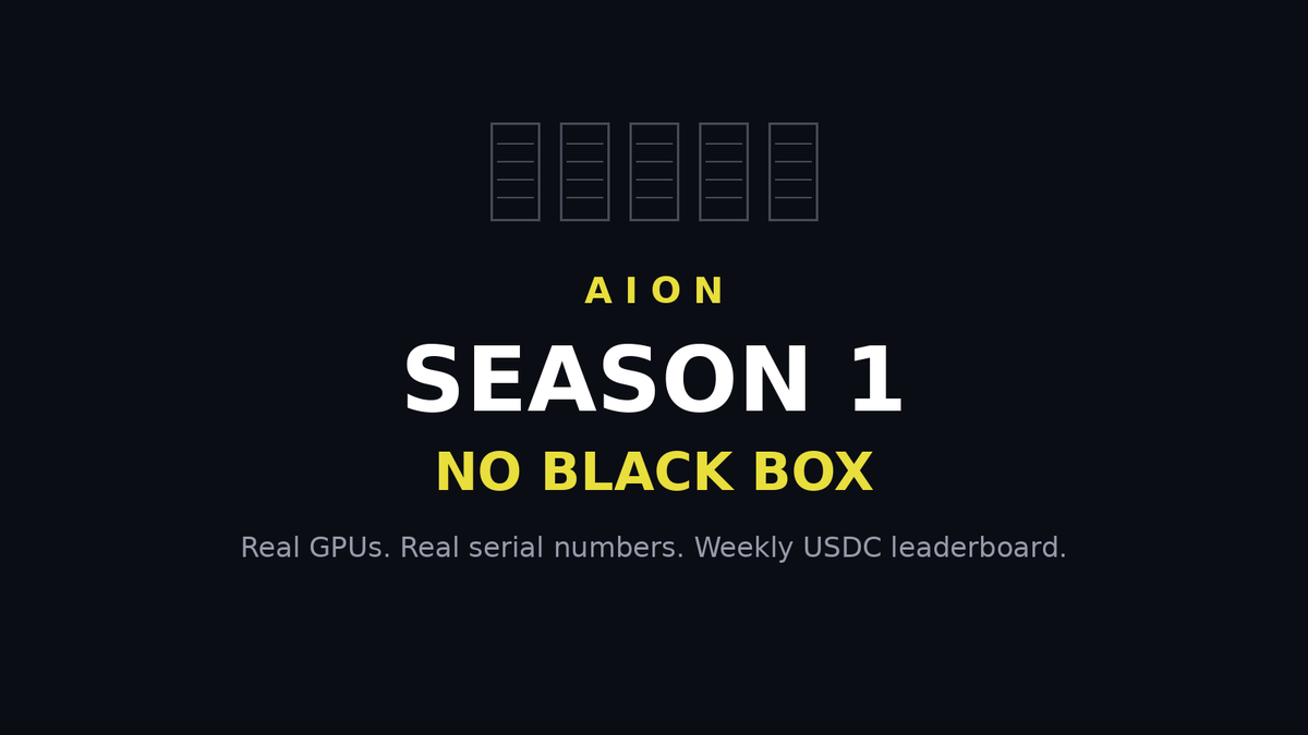 AI0Ncloud's tweet photo. Ask any AI compute project one question:

“Which GPU is mine?”

Most can’t answer. You get a token, a dashboard, and a promise.

At AION, every Compute Unit maps to a specific, serial-numbered GPU. A real B200 or RTX 5090, in a real rack, rented to real AI teams.

That’s what No Black Box means.

What’s the first thing you’d want to see before trusting a compute project?