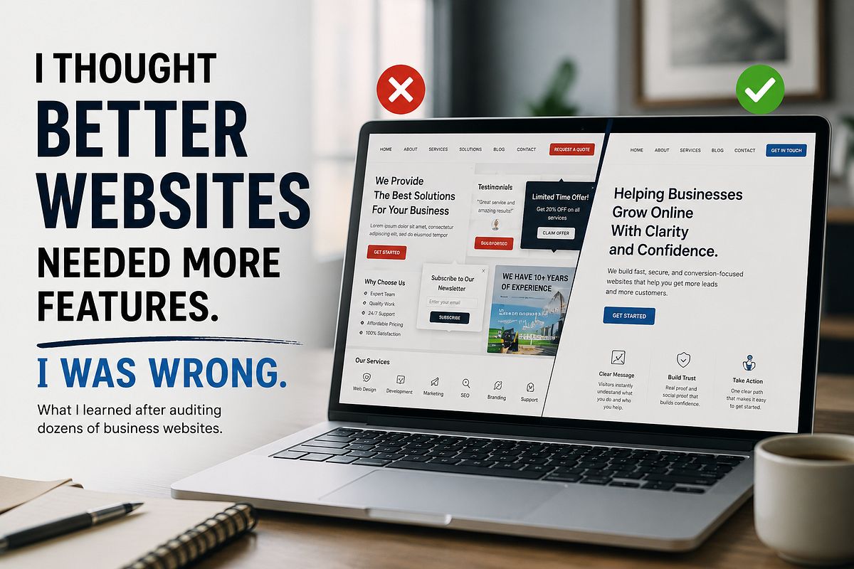 startupstash's tweet photo. Adding more features doesn't make a better website; it usually just creates clutter and confusion. 🚫 Simplified user paths and clear positioning drive true conversion.

https://t.co/CcTERLjWAa #WebDesign #UX https://t.co/eeYuGZXL5h