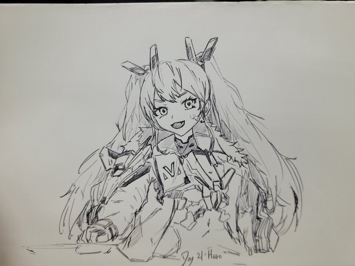 fujimoto6513's tweet photo. 英雄，降臨。
壞蛋們在哪裡！？
#Inktober #Inktober2026 #NIKKE https://t.co/IYLFxI4au0