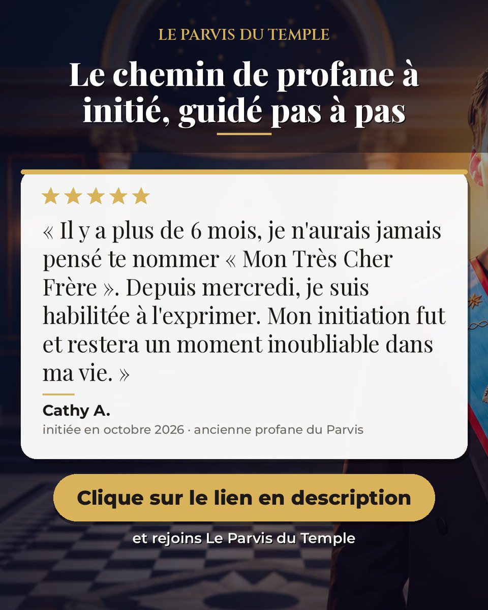 le_francmacon's tweet photo. 👉 Rejoins Le Parvis du Temple, la communauté privée des profanes et des francs-maçons. Le lien est juste en dessous :
https://t.co/otQHfvLf4w

Le chemin de profane à initié, guidé pas à pas.

Témoignage de Cathy A. https://t.co/zNaoOwkobY