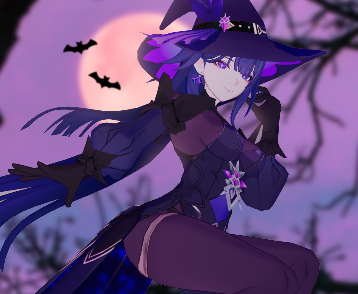 meiwhat_'s tweet photo. I made a Witch Mei avatar for Halloween! 
I had custom modeled assets from @Kiapup_ 
https://t.co/R9Ow7qk4CF
#Raidenmei #VRChat https://t.co/jqiMfMGiNZ