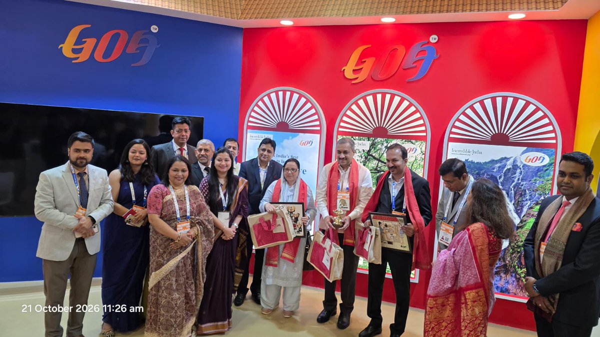 TourismGoa's tweet photo. Goa takes centre stage at ITB Asia 2026 in Singapore, connecting with the global travel industry and showcasing the diverse experiences that make Goa a destination to discover.

 The Goa Pavilion was graced by the presence of the High Commissioner of India to Singapore, Dr. Shilpak Ambule; Cabinet Minister, Jammu & Kashmir, Sakeena Masood Itoo; and Minister of Tourism, Kerala, Mr. P.C. Vishnunath.

Representing Goa Tourism at the event are Mr. Kuldeep Arolkar, Ms. Diksha Tari and Ms. Chitra Vengurlekar.

Through global platforms like ITB Asia, Goa continues to build international connections and explore new opportunities for tourism.

#GoaTourism #ITBAsia2026 #MeetMeInGoa #IncredibleIndia #Tourism