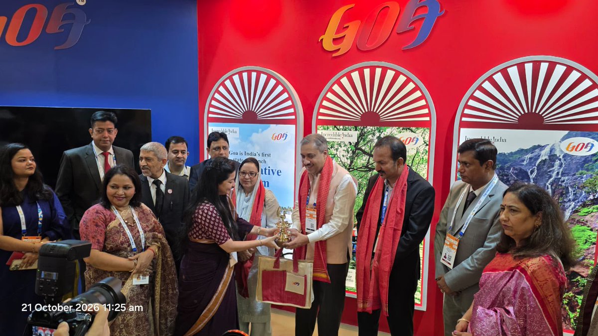 TourismGoa's tweet photo. Goa takes centre stage at ITB Asia 2026 in Singapore, connecting with the global travel industry and showcasing the diverse experiences that make Goa a destination to discover.

 The Goa Pavilion was graced by the presence of the High Commissioner of India to Singapore, Dr. Shilpak Ambule; Cabinet Minister, Jammu & Kashmir, Sakeena Masood Itoo; and Minister of Tourism, Kerala, Mr. P.C. Vishnunath.

Representing Goa Tourism at the event are Mr. Kuldeep Arolkar, Ms. Diksha Tari and Ms. Chitra Vengurlekar.

Through global platforms like ITB Asia, Goa continues to build international connections and explore new opportunities for tourism.

#GoaTourism #ITBAsia2026 #MeetMeInGoa #IncredibleIndia #Tourism