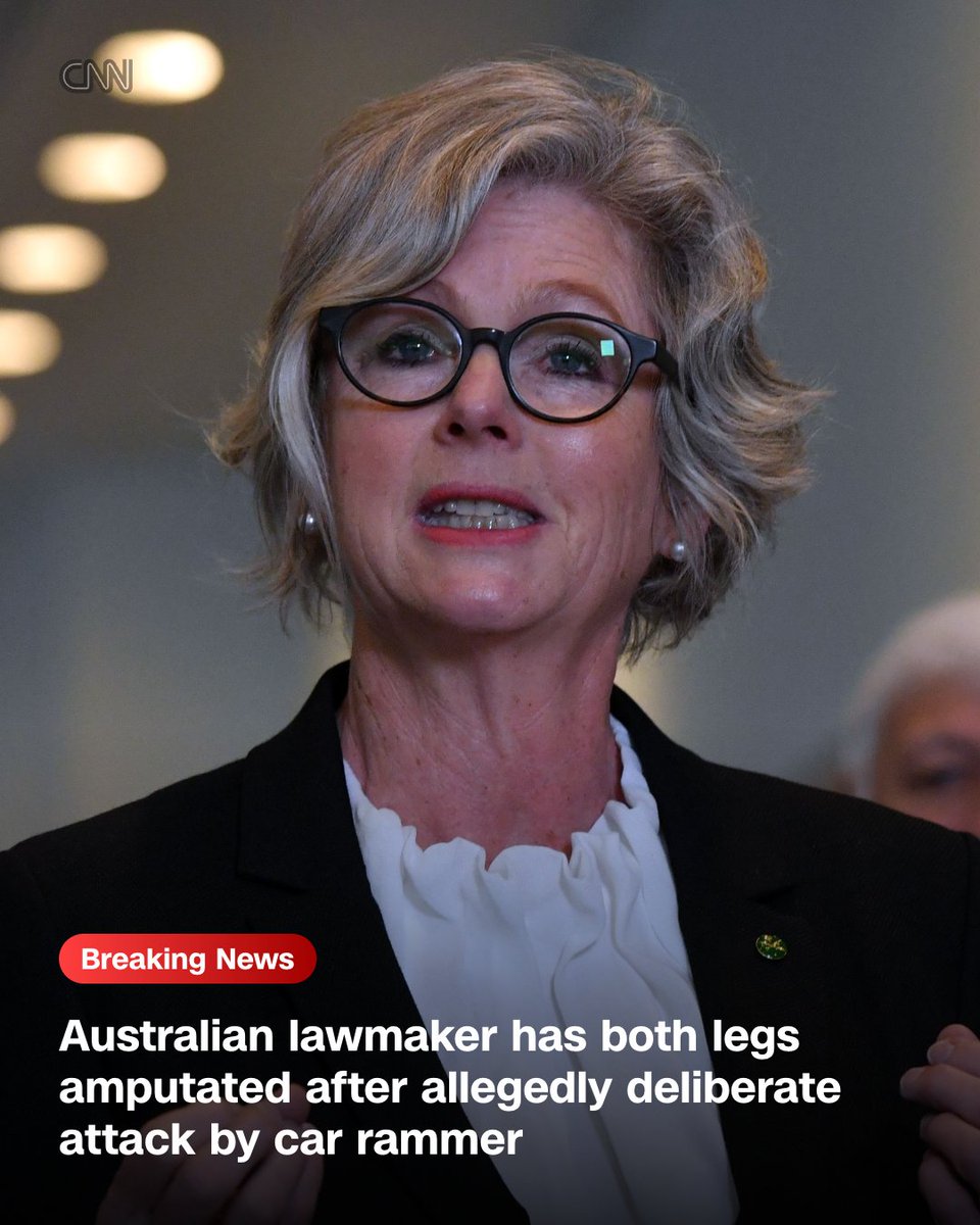 cnni's tweet photo. The Australian lawmaker hit by a car in an allegedly deliberate attack has now had both her legs amputated, her husband of 40 years Phil Haines announced. https://t.co/ZQ7Chf2t0x https://t.co/jGX6LmFirn