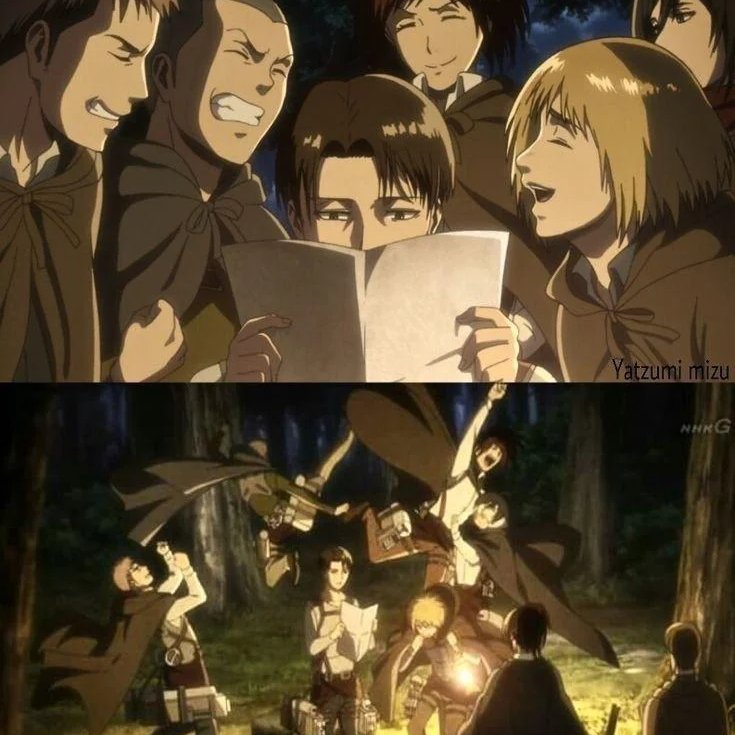 rue_story's tweet photo. The fact that I thought Levi was sitting down in the first panel only to realize he was standing up and he's just a tiny boi https://t.co/KNaiDeCAXw