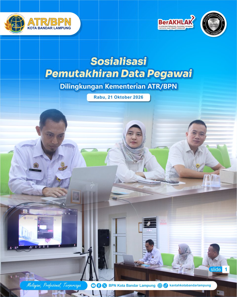 AtrbpnBalam's tweet photo. Haloo #SobATRBPN Kota Balam,
.
Berikut kegiatan Sosialisasi Pemuktahiran Data Pegawai di Lingkungan Kantor Pertanahan.
.
#ZonaIntegritas
#pertanahanakhirpekan
#MelayaniProfesionalTepercaya
#KantahKotaBalamMenujuWBBM https://t.co/vzAymbpA1u