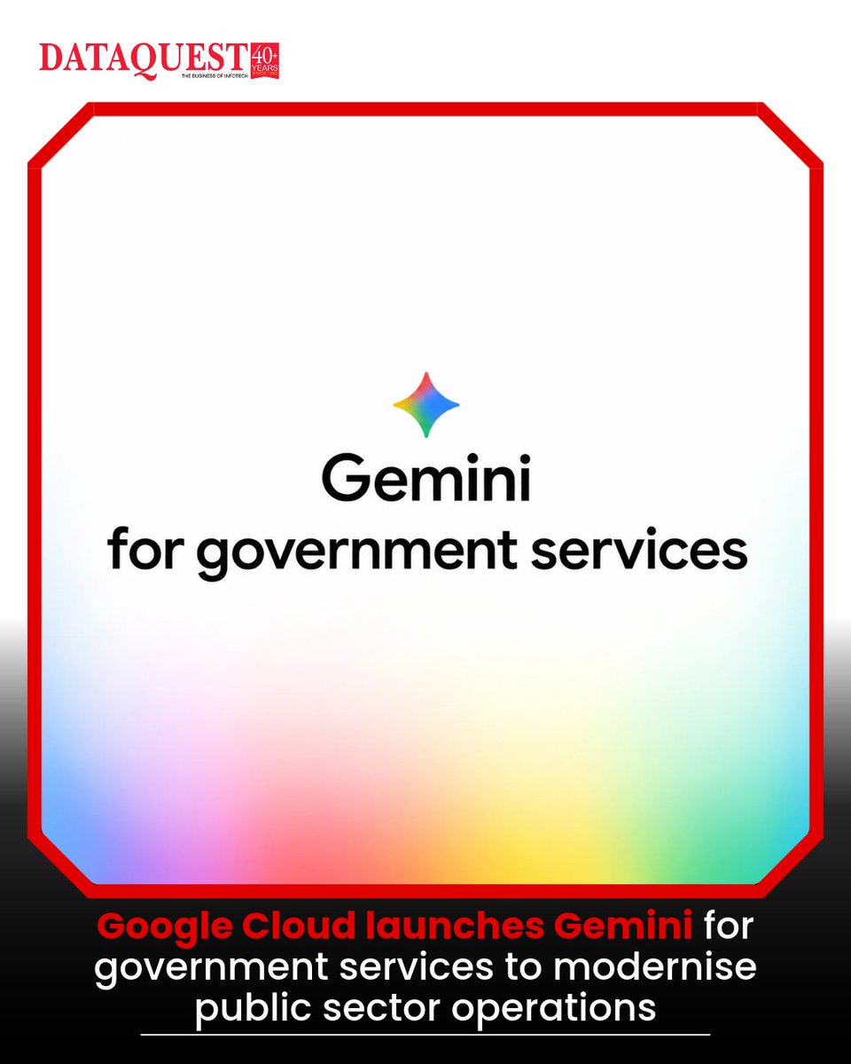 dataquestindia's tweet photo. Google Cloud Brings Gemini to Government

Google Cloud has launched Gemini for government services in preview, combining AI agents, secure enterprise integrations, and governance controls to help public sector agencies

Read More: https://t.co/MQzK1hDuu4

#Dataquest #GoogleCloud https://t.co/L6mqtXobO3