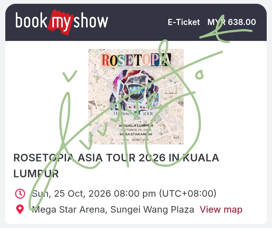 ivvyves's tweet photo. WTS ‼️ THEROSE CONCERT
- ROSETOPIA TOUR IN KL
- 25/10/2026
- Reason, dekat kelantan...
- Price can nego
- Trusted!
#theroseinkl #therose #ROSETOPIA_in_KualaLumpur https://t.co/dRajvOgPAk