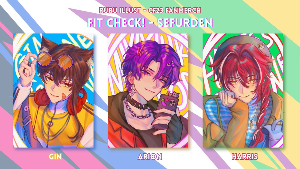 ruruillust_'s tweet photo. New Arts Alert 🗣️(anime style &amp; semi realism style)💛💜❤️
(link PO on replies) (open until 21 october 23.59 PM)
#cf23 fanmerch #sefurden by @ruruillust_ 
#artion #gehennart #harristhetic https://t.co/BgLQ7T4zwf